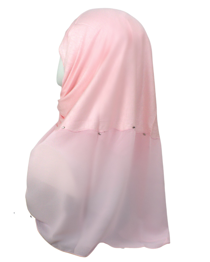 Kuwaiti Double Border Chiffon & Jersey Pink - NEW