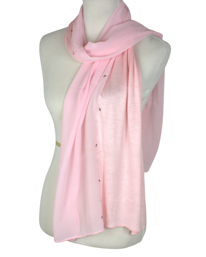 Kuwaiti Double Border Chiffon & Jersey Pink - NEW