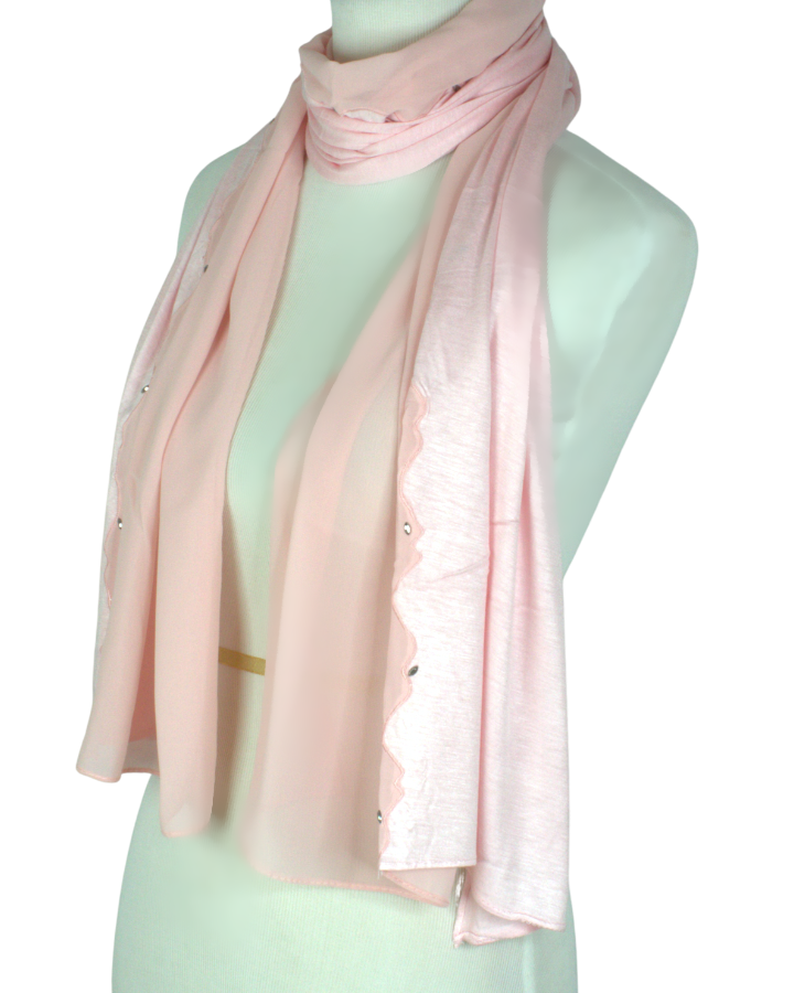 Kuwaiti Double Border Chiffon & Jersey Peach - NEW