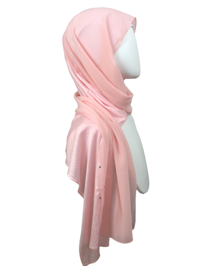 Kuwaiti Double Border Chiffon & Jersey Peach - NEW