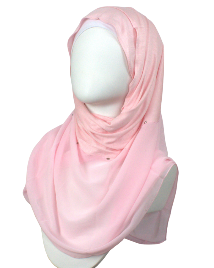 Kuwaiti Double Border Chiffon & Jersey Pink - NEW