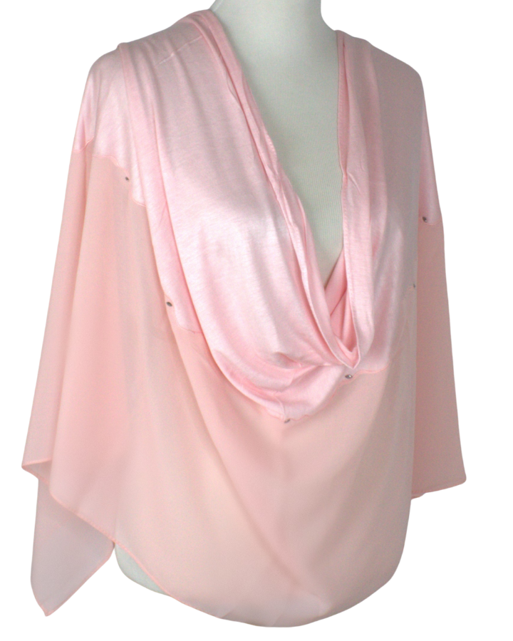 Kuwaiti Double Border Chiffon & Jersey Peach - NEW