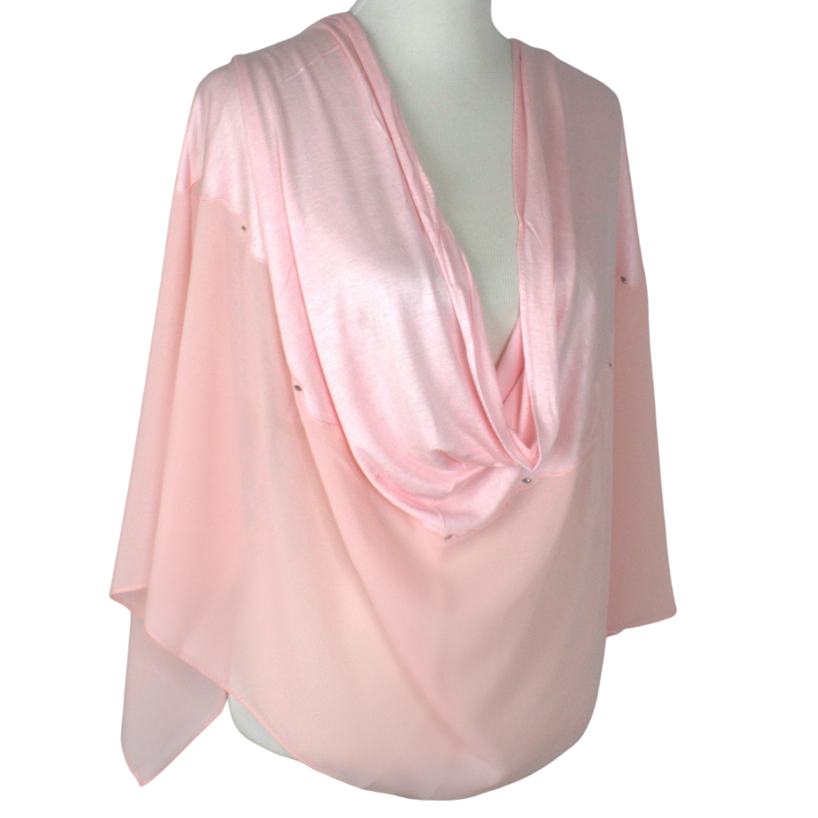 Kuwaiti Double Border Chiffon & Jersey Peach - NEW