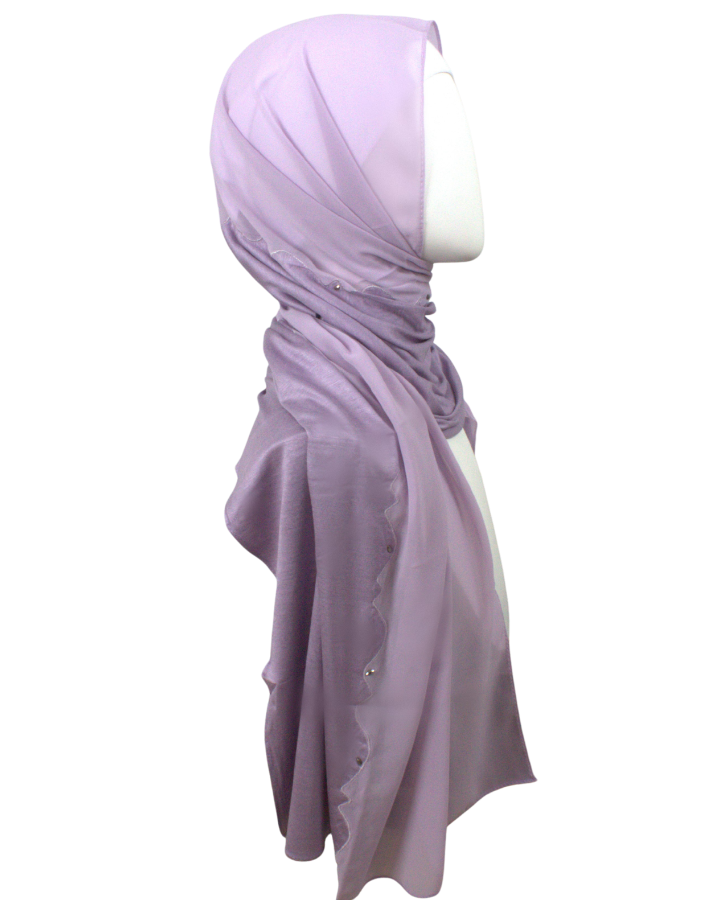 Kuwaiti Double Border Chiffon & Jersey Baby Purple - NEW