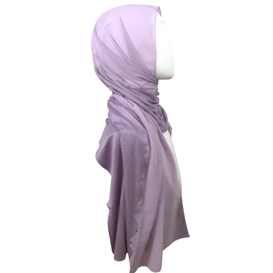 Kuwaiti Double Border Chiffon & Jersey Baby Purple - NEW