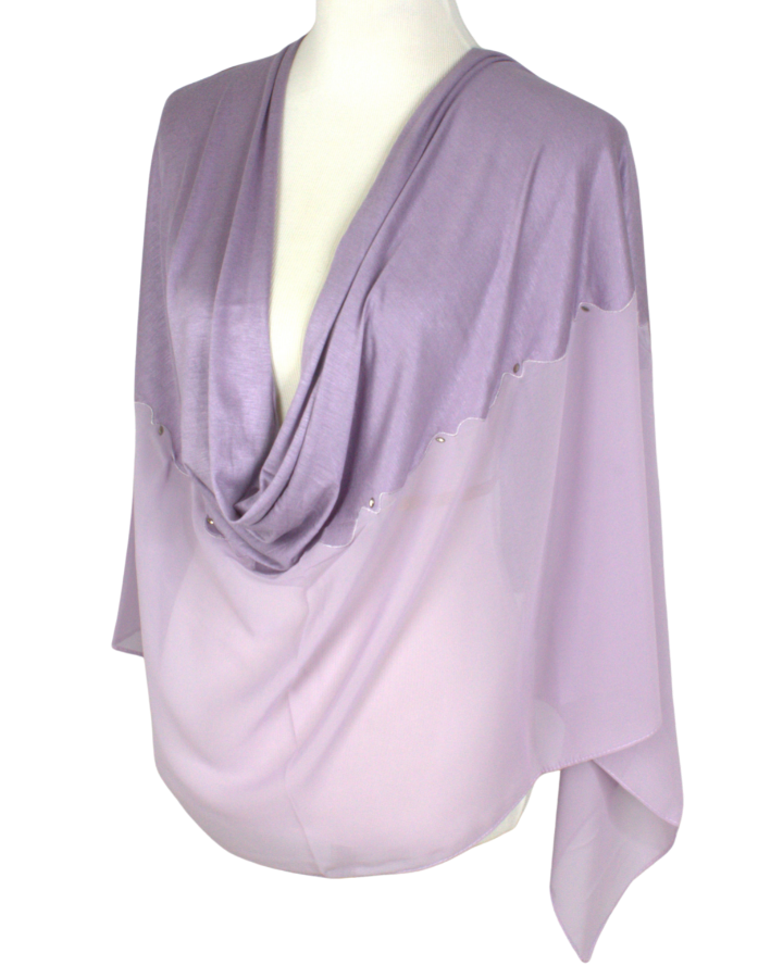 Kuwaiti Double Border Chiffon & Jersey Baby Purple - NEW