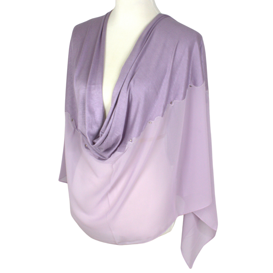 Kuwaiti Double Border Chiffon & Jersey Baby Purple - NEW