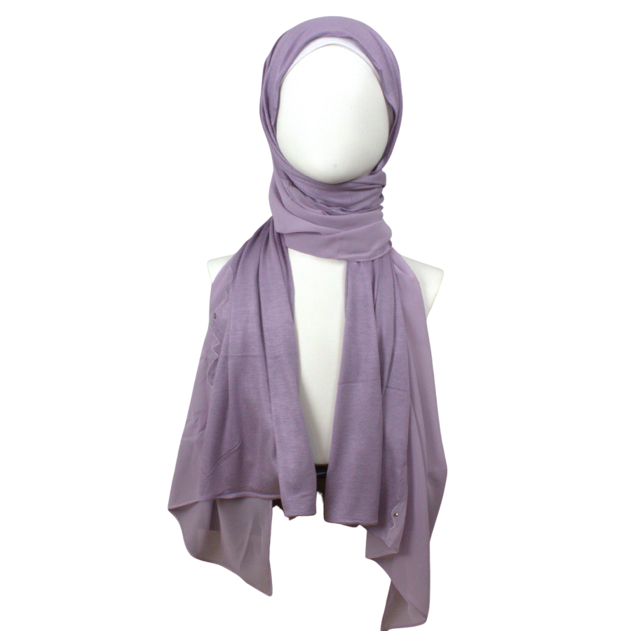 Kuwaiti Double Border Chiffon & Jersey Baby Purple - NEW