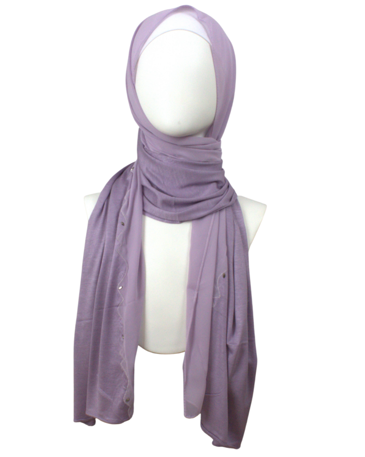 Kuwaiti Double Border Chiffon & Jersey Baby Purple - NEW