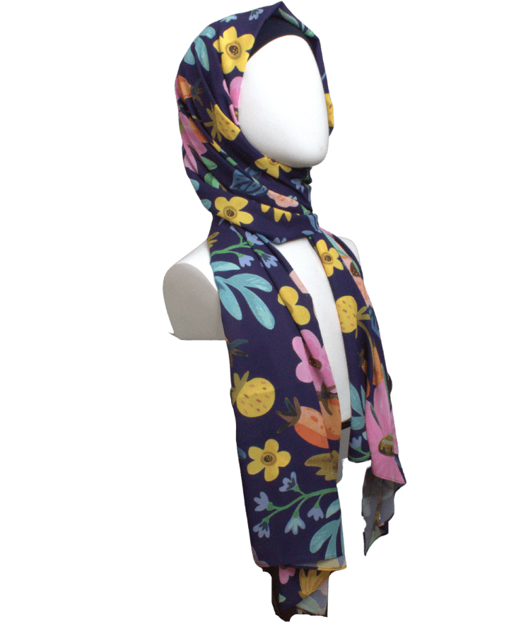 Summer Floral Vibes Soft Crepe Chiffon Hijab - NEW