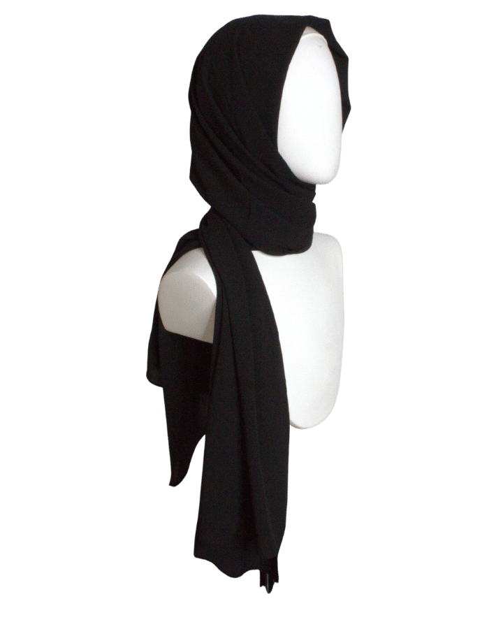 High-end black chiffon hijab scarf | Maxi black chiffon hijab | Lina Zibdeh