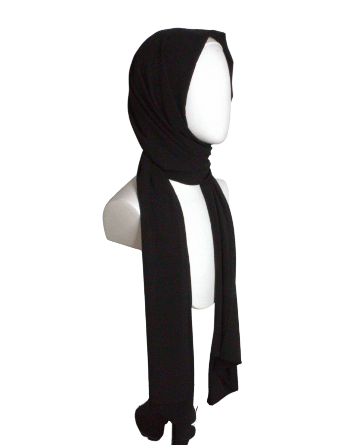 Premium quality black chiffon hijab scarf | Maxi black chiffon hijab | Lina Zibdeh