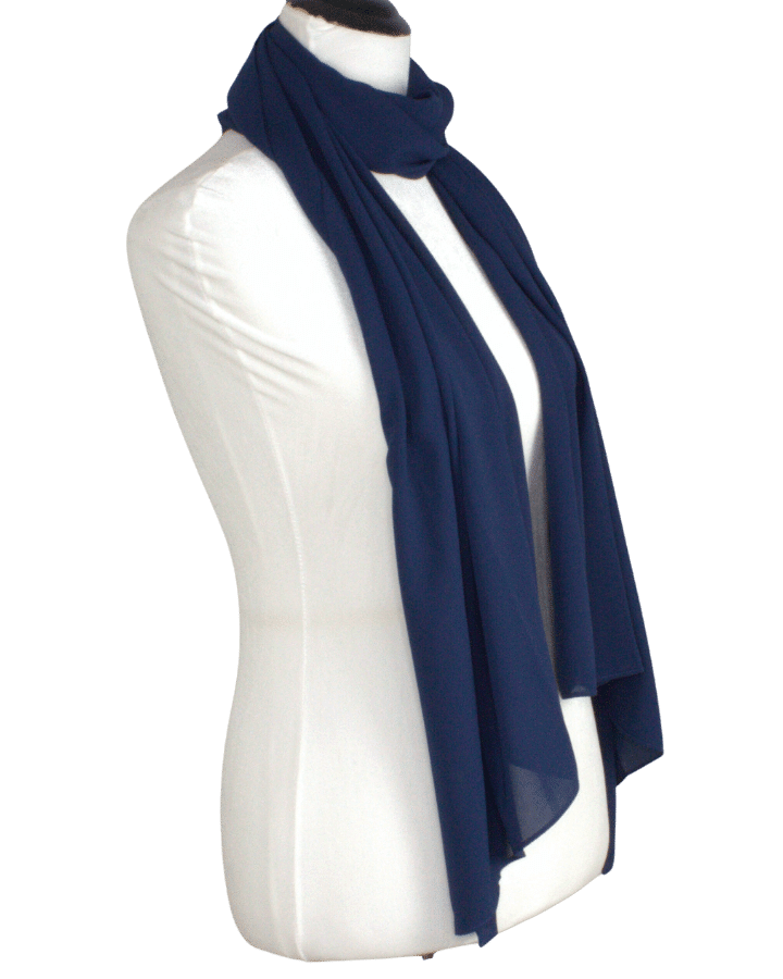Premium chiffon Navy Blue hijab scarf | Maxi dark blue chiffon hijab | Lina Zibdeh