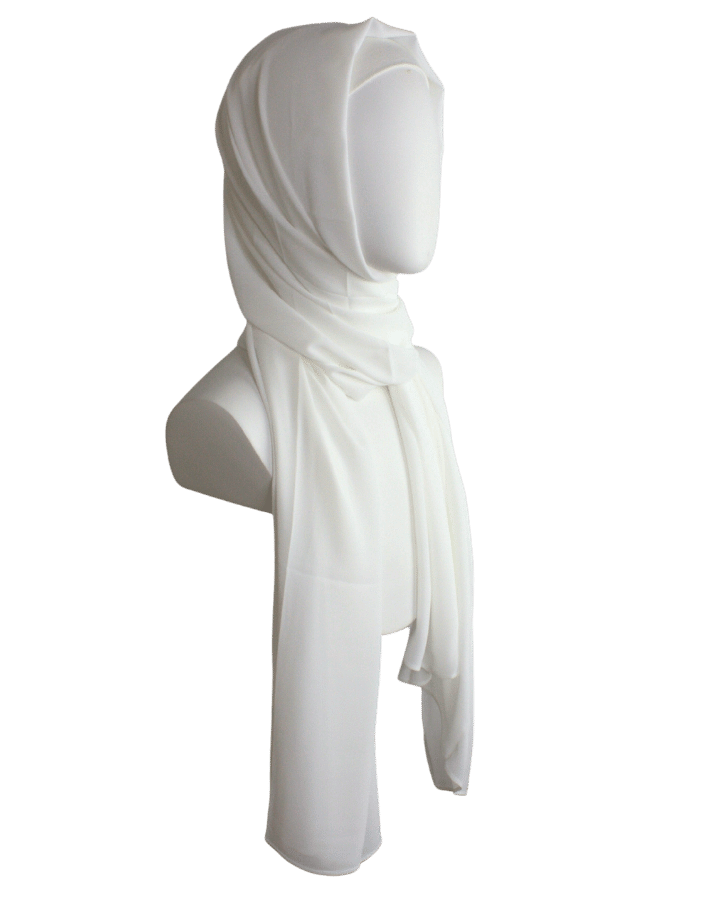 High-end off-white chiffon hijab scarf | Maxi cream chiffon hijab | Lina Zibdeh