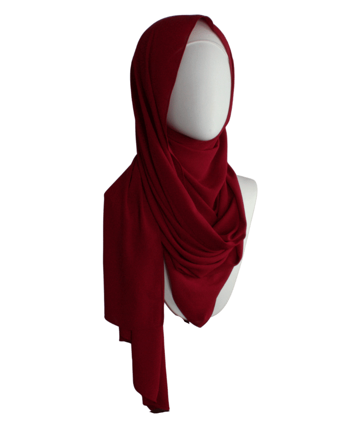Luxury deep red chiffon hijab scarf | Maxi red chiffon hijab | Lina Zibdeh
