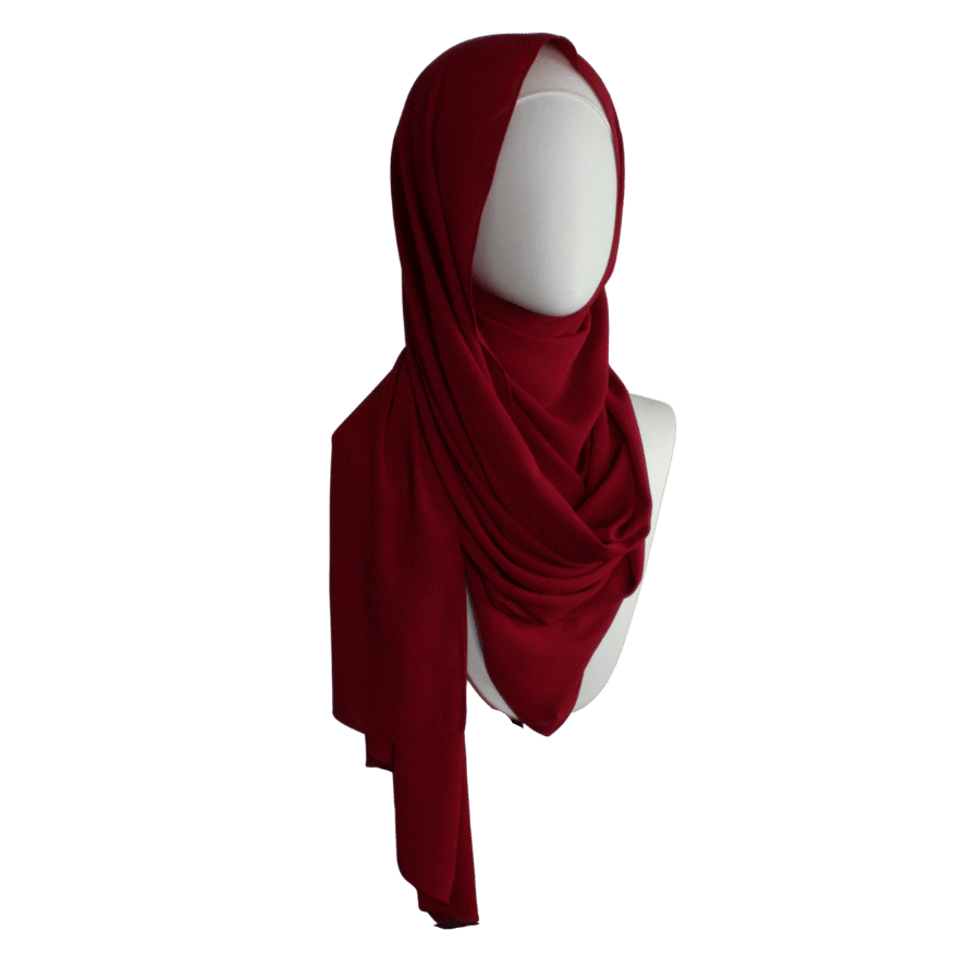 Luxury deep red chiffon hijab scarf | Maxi red chiffon hijab | Lina Zibdeh