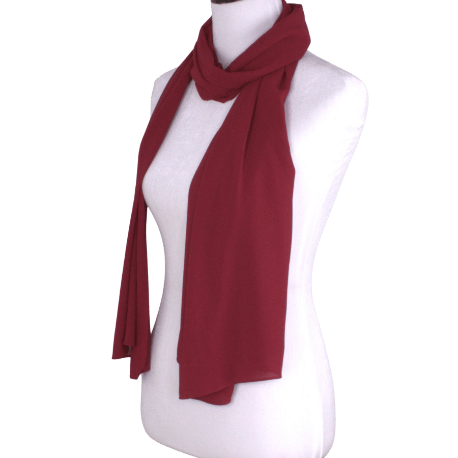 Luxury deep red chiffon hijab scarf | Maxi red chiffon hijab | Lina Zibdeh