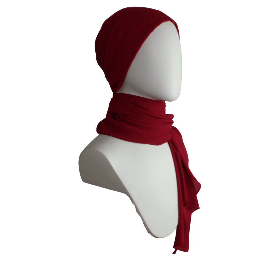Luxury deep red chiffon hijab scarf | Maxi red chiffon hijab | Lina Zibdeh