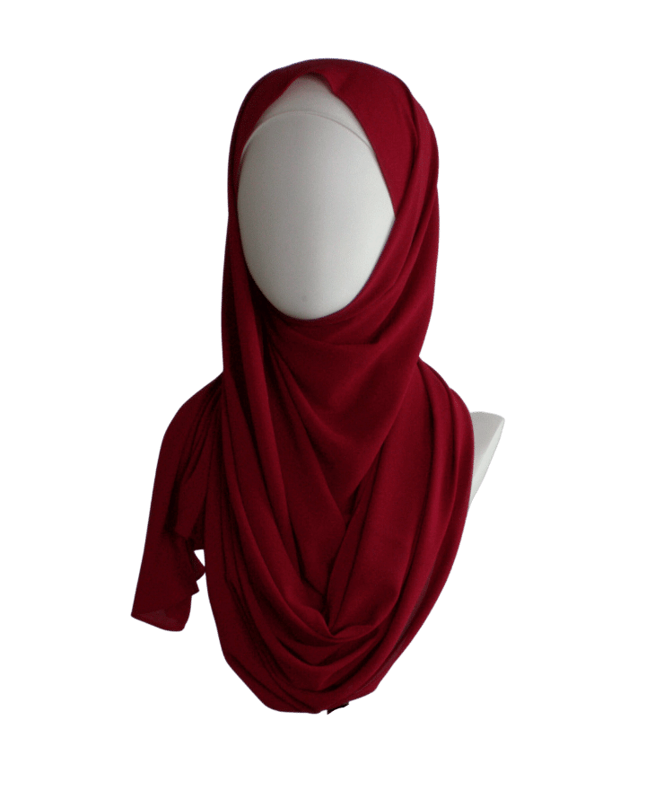 Deep red chiffon hijab scarf | Maxi red chiffon hijab | Lina Zibdeh