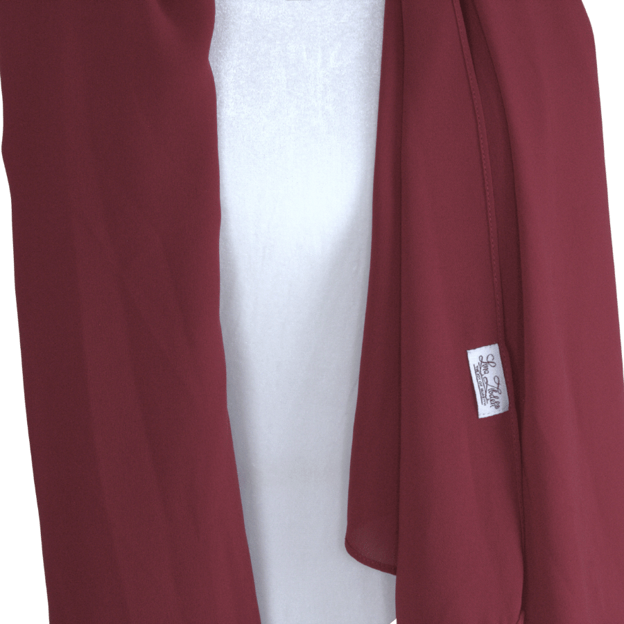 Luxury deep red chiffon hijab scarf | Maxi red chiffon hijab | Lina Zibdeh
