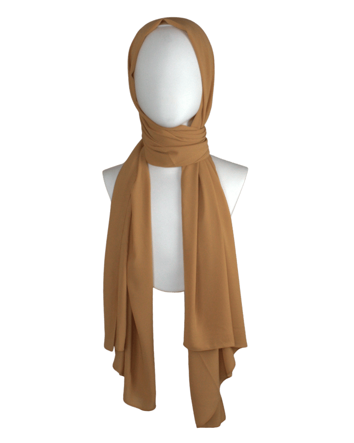Golden Tan chiffon hijab scarf | Maxi basic deep golden chiffon hijab | Lina Zibdeh