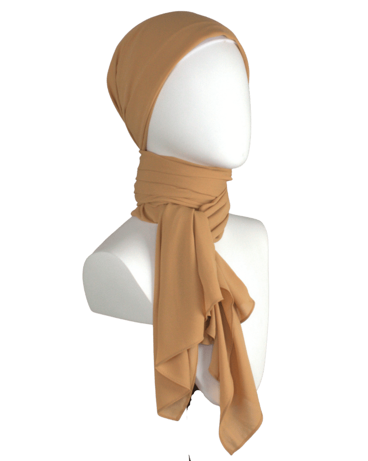 Quality Golden Tan chiffon hijab scarf | Maxi basic deep golden chiffon hijab | Lina Zibdeh