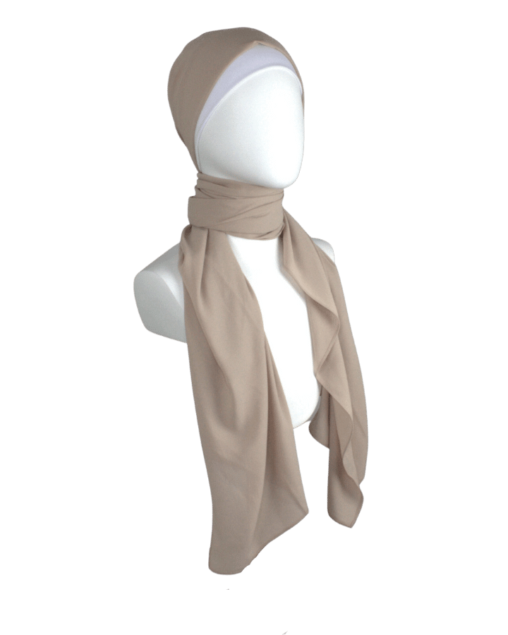 High-end Beige chiffon hijab scarf | Maxi basic neutral chiffon hijab | Lina Zibdeh