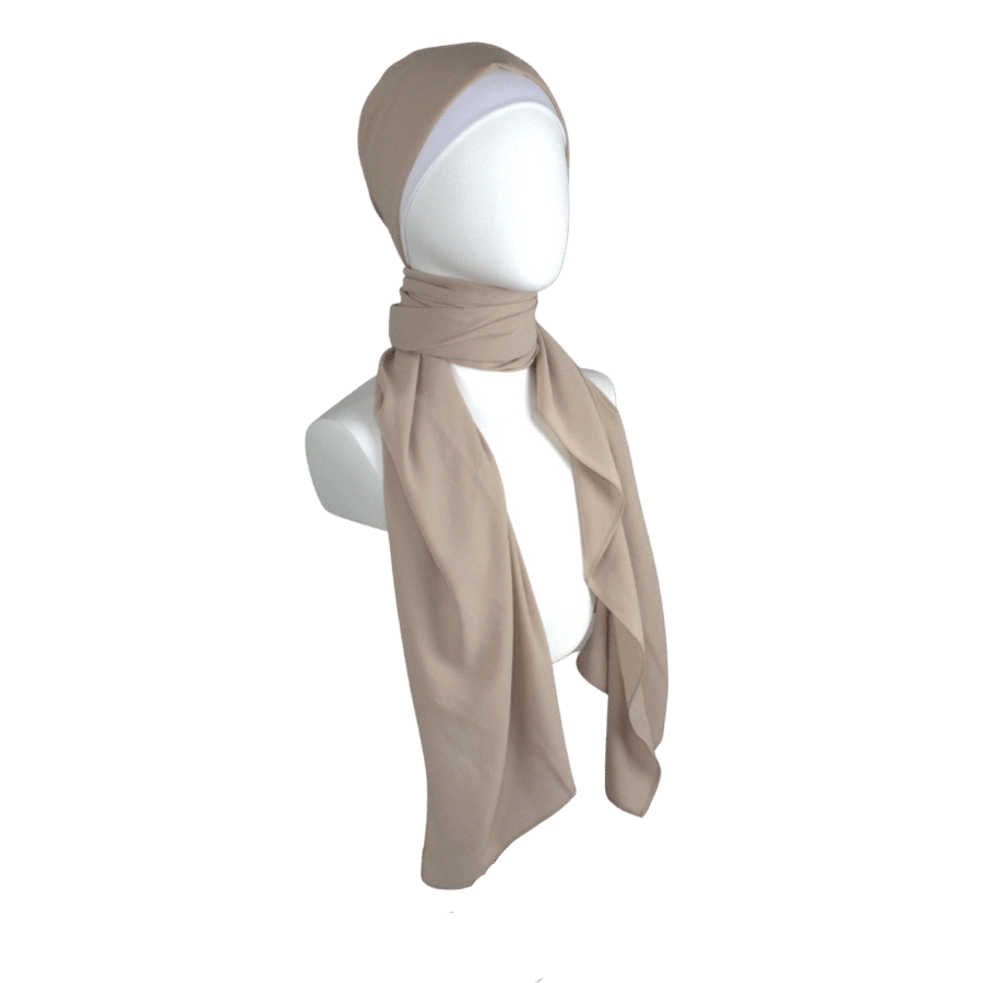 High-end Beige chiffon hijab scarf | Maxi basic neutral chiffon hijab | Lina Zibdeh