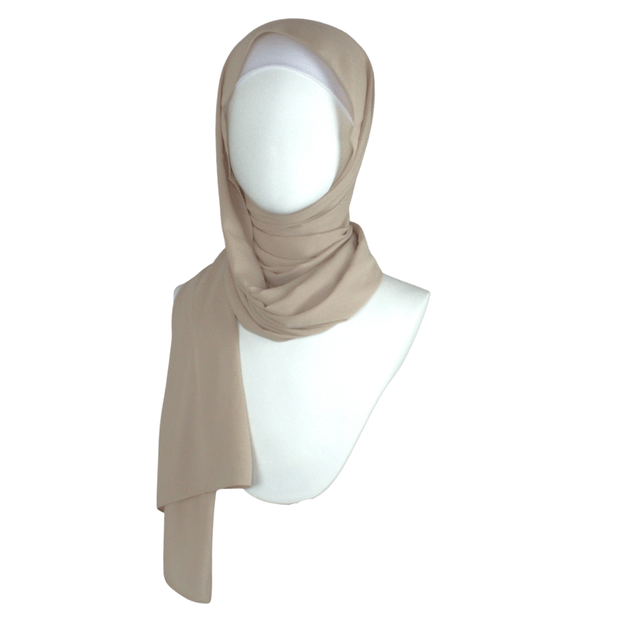 Premium Beige chiffon hijab scarf | Maxi basic neutral chiffon hijab | Lina Zibdeh