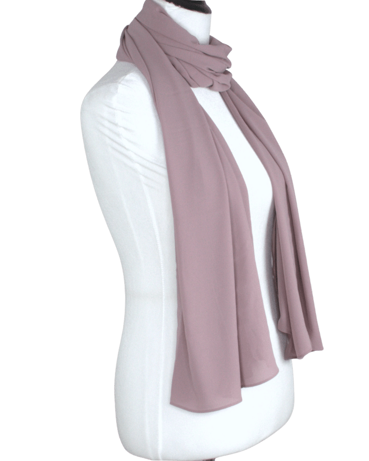 Mauve chiffon hijab scarf | Maxi dusty mauve chiffon hijab | Lina Zibdeh