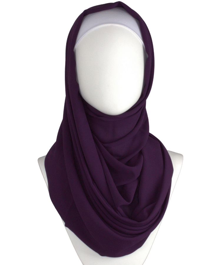 High-Quality Eggplant Chiffon Hijab Maxi Size | Lina Zibdeh