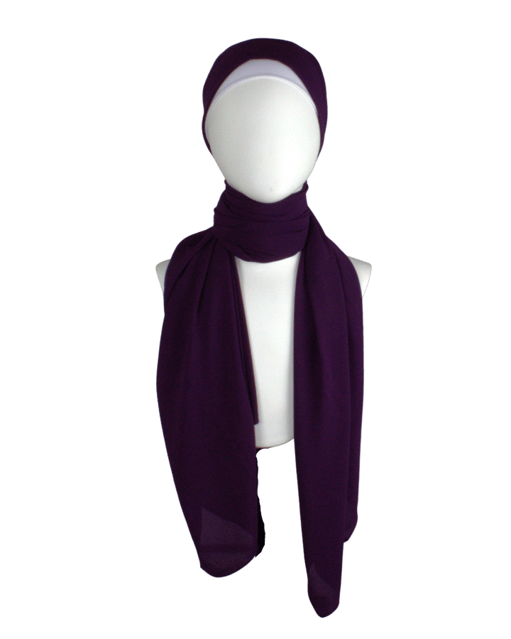 High-Quality Eggplant Purple Chiffon Hijab Maxi Size | Lina Zibdeh