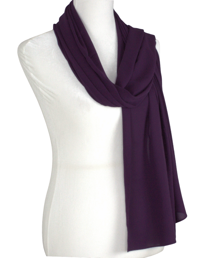 High-Quality Eggplant Purple Chiffon Hijab Maxi Size | Lina Zibdeh