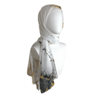 High-end Marble Chiffon Hijab Scarf | Metallic Gold Silver Hijab | Lina Zibdeh