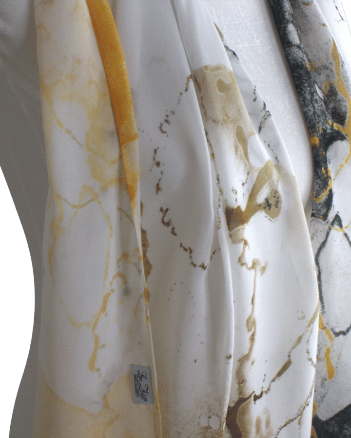 High-end Marble Chiffon Hijab Scarf | Metallic Gold Silver Hijab | Lina Zibdeh