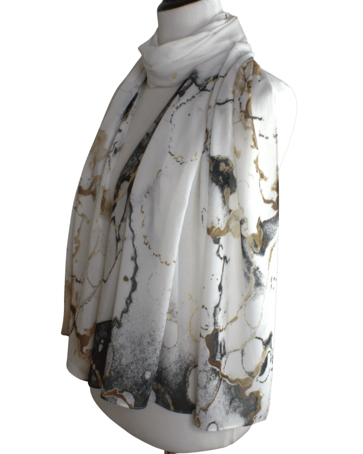 Marble Chiffon Hijab Scarf for special occasions | Metallic Gold Silver Hijab | Lina Zibdeh