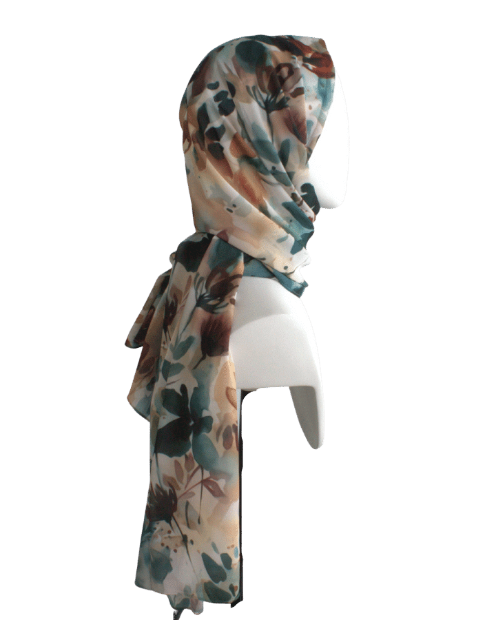 Luxury floral hijab scarf chiffon | fall printed hijab maxi size | Lina Zibdeh