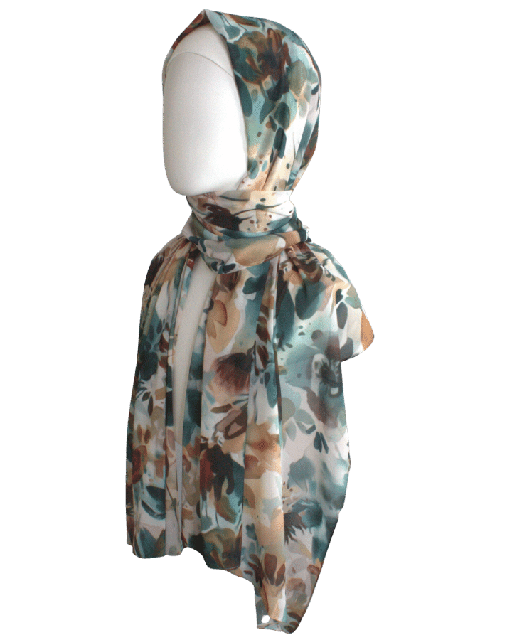 Luxury floral hijab scarf chiffon | fall printed hijab maxi size | Lina Zibdeh