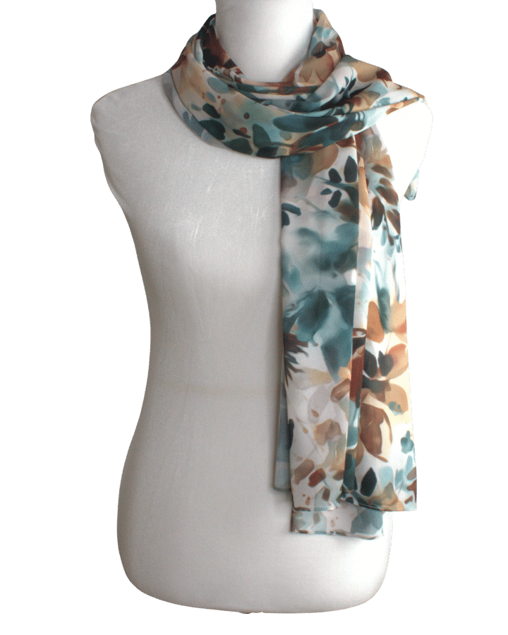 High-end floral hijab scarf chiffon | fall printed hijab maxi size | Lina Zibdeh