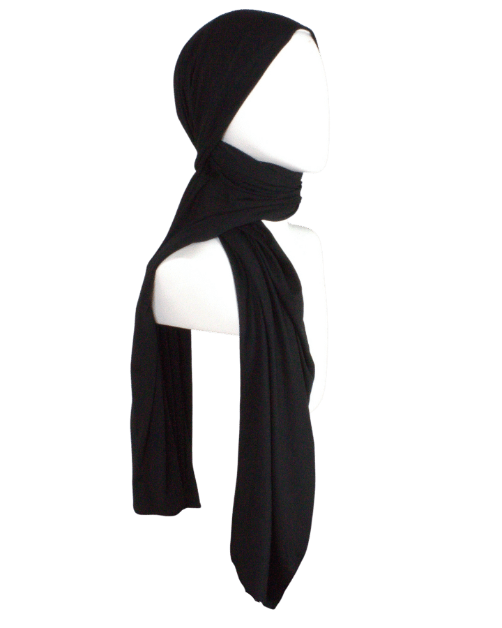 Bamboo Jersey Hijab Black - Maxi Size Premium Quality