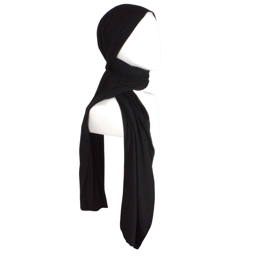 Bamboo Jersey Hijab Black - Maxi Size Premium Quality