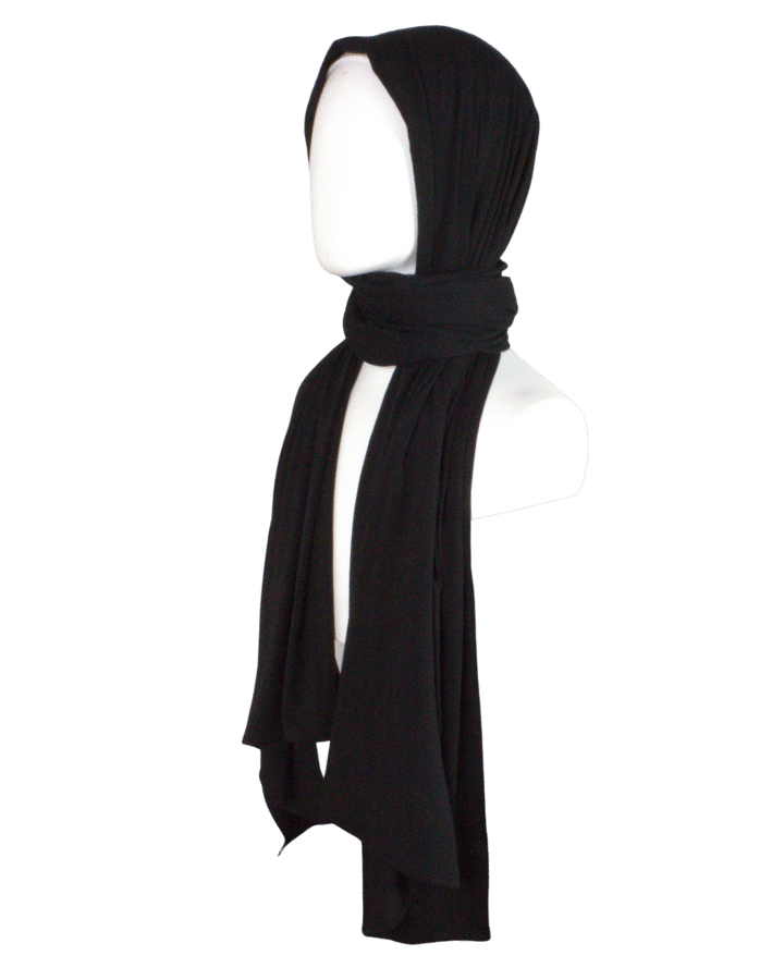 Bamboo Jersey Hijab Black - Maxi Size (But Not Bulky!)
