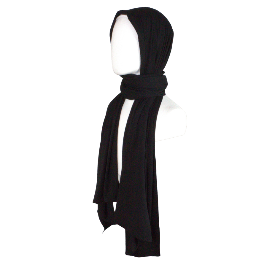 Bamboo Jersey Hijab Black - Maxi Size (But Not Bulky!)