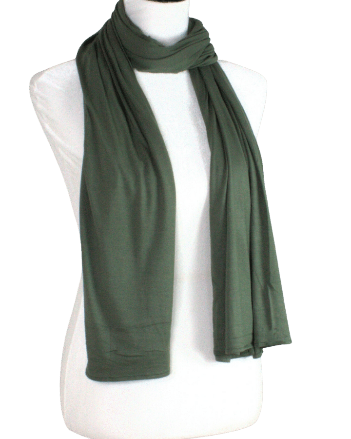 Bamboo Jersey Hijab Army Green - Maxi size (But Not Bulky!)