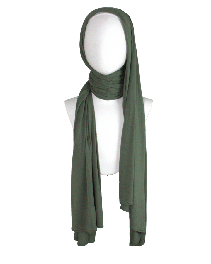 Bamboo Jersey Hijab Army Green  - Maxi size (But Not Bulky!)
