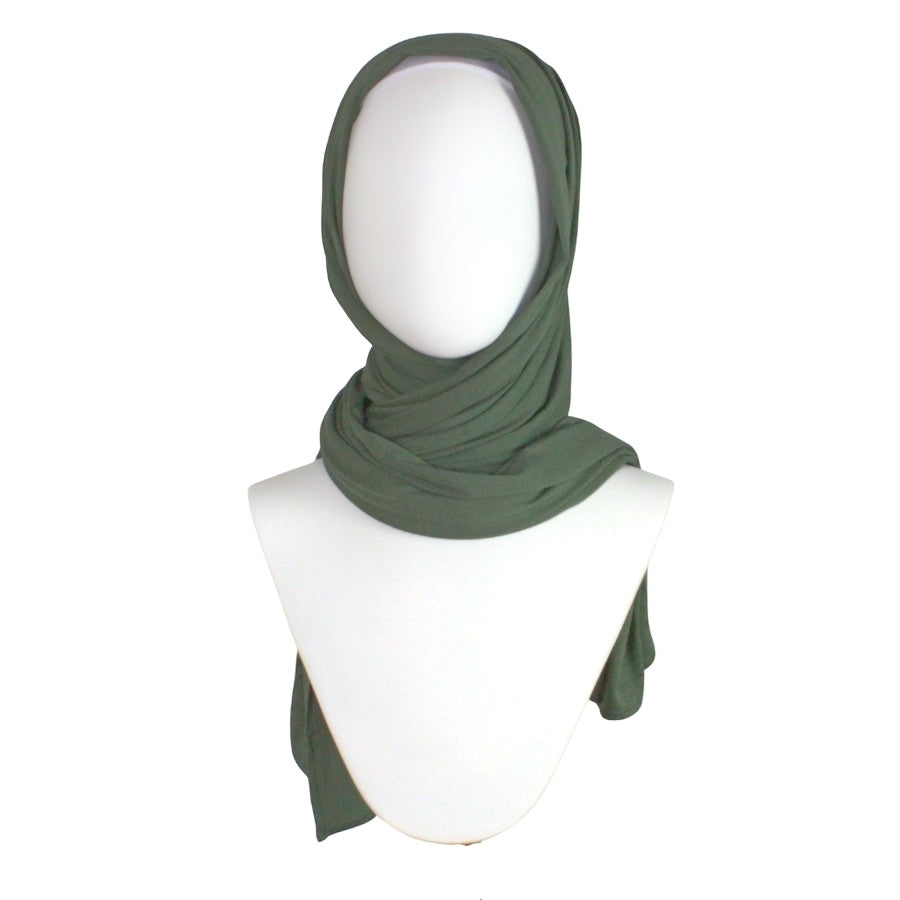 Bamboo Jersey Hijab Olive Green  - Maxi size
