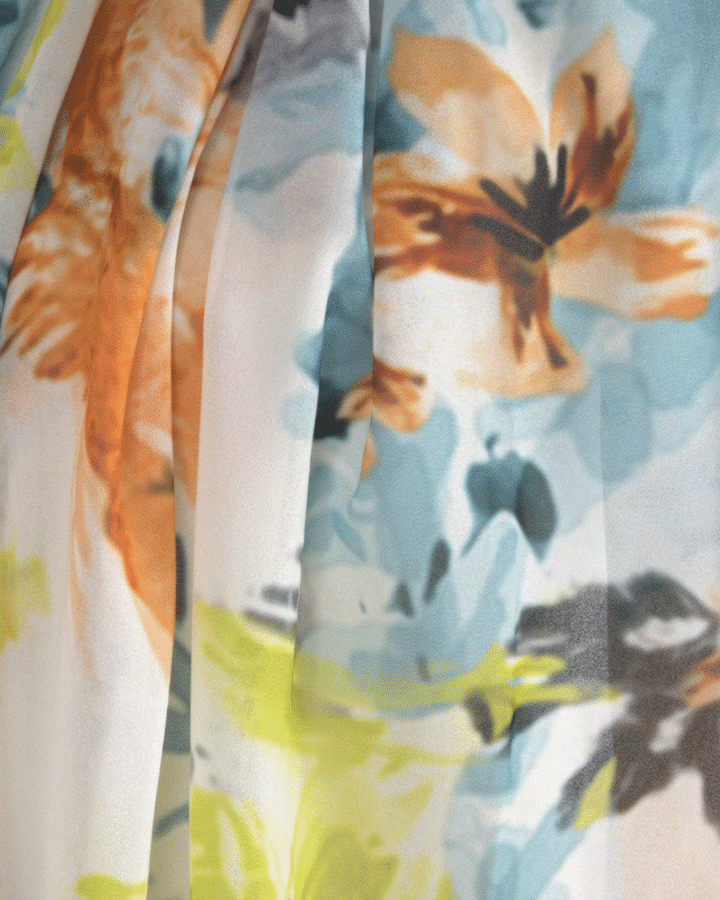 Unique floral hijab scarf chiffon | Teal, orange, green hijab | Lina Zibdeh