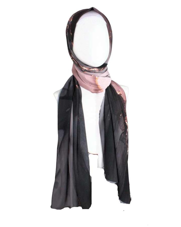 High-end Maxi Hijab Scarf for special occasions | Black Mauve Hijab | Lina Zibdeh