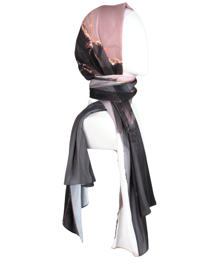 High-end Maxi Hijab Scarf for special occasions | Black Mauve Hijab | Lina Zibdeh