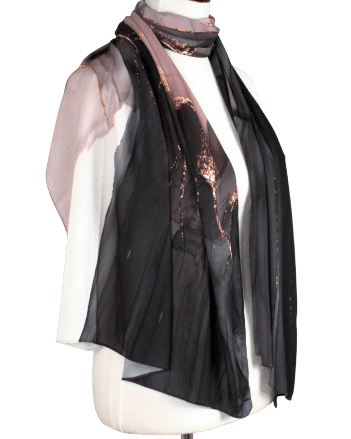 Fancy Maxi Hijab Scarf for special events | Black Mauve Hijab | Lina Zibdeh
